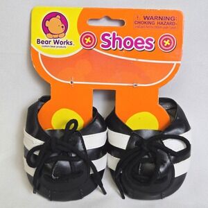 Bear Works Build-A-Bear Workshop Doll Shoes Black White Stripe Vintage 2006 y2k